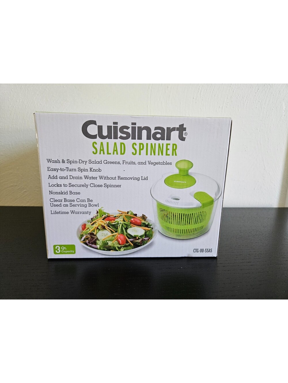 Cuisinart Salad Spinner- Wash, Spin & Dry Salad Greens, Fruits & Vegetables, 3Qt